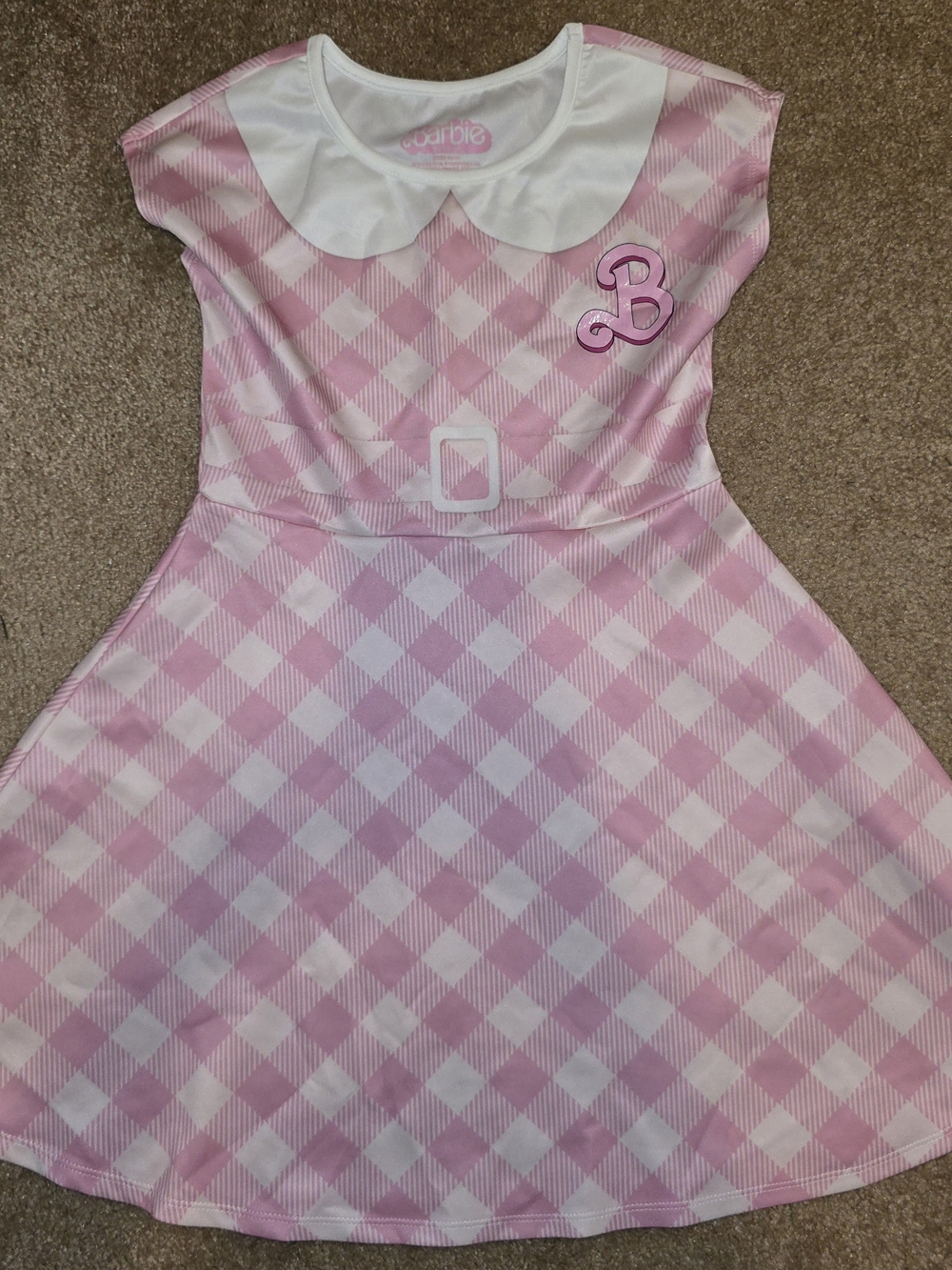 2023 Mattel Barbie Movie Girls Size L Pink Gingham Dress